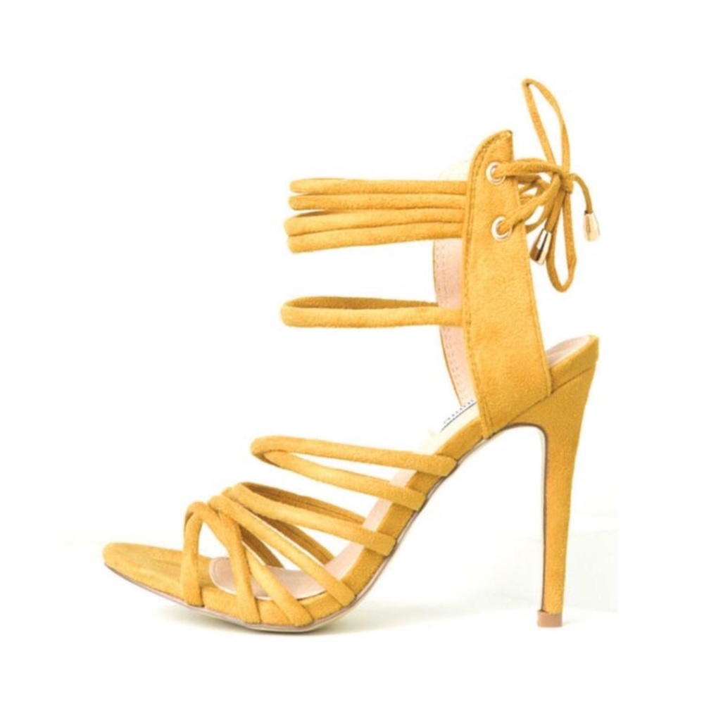 Mustard Yellow Strappy Sandal Heels
